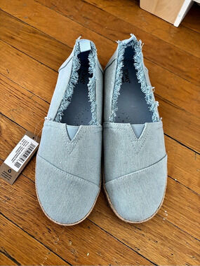 TOMS Youth Alpargata Rope Blue Espadrille Slip-On Shoes